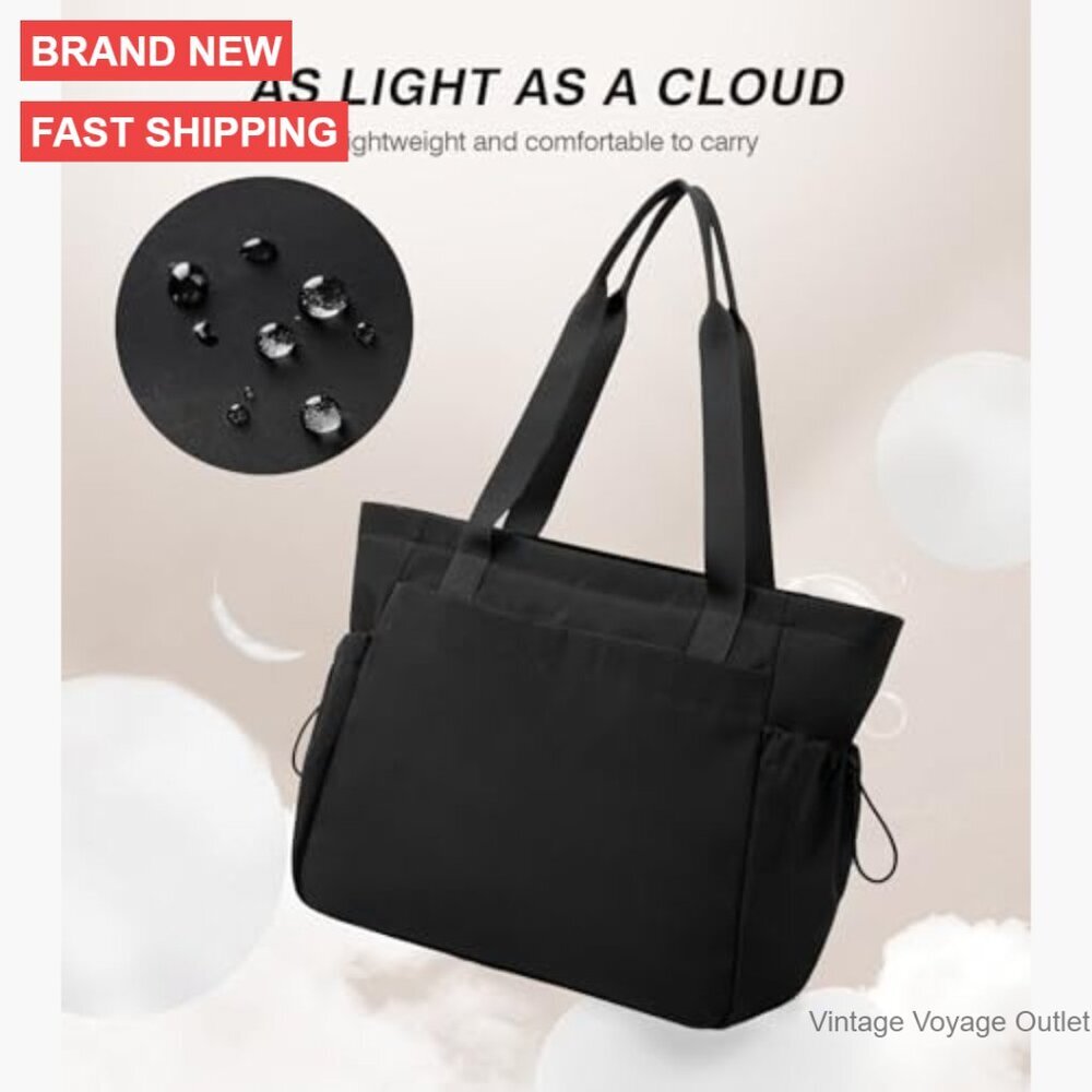 Large Lightweight Tote Bag with Zipper Compartments for Work Travel Gym - Picture 5 of 7